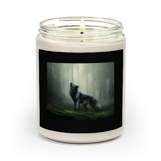 Howling wolf at midnight Scented Candles