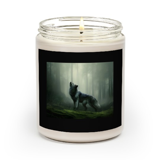 Howling wolf at midnight Scented Candles