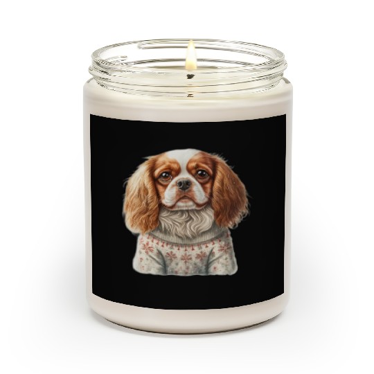 Cute Cavalier King Charles Spaniel Christmas Scented Candles