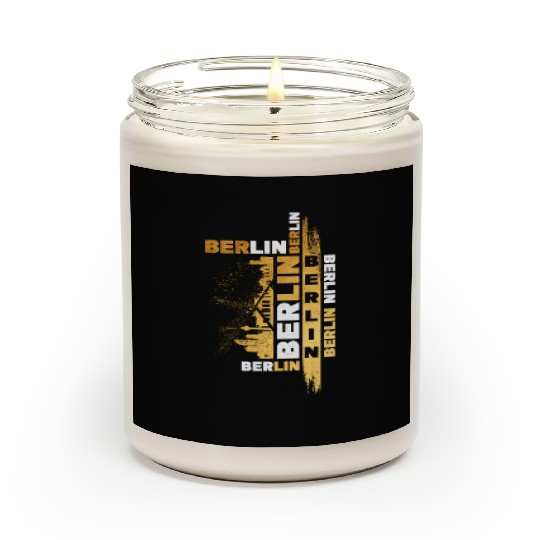 Berlin Germany German City Skyline Font Gold Scented Candles