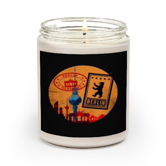 Berlin Germany German City Skyline Vintage Retro Scented Candles