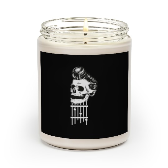 Rock N Roll Skeleton Head -Sweet Rock On Guitar Scented Candles