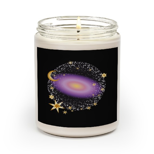 glowing violet galaxy with moon and stars Scented Candles