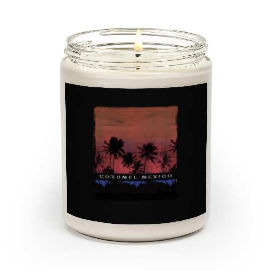 Cozumel Mexico Vacation Souvenir Palm Tree Beach Scented Candles