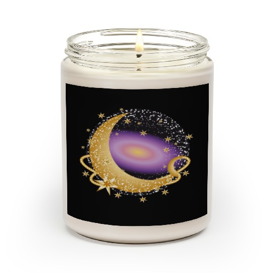 glowing violet galaxy with moon and stars Scented Candles