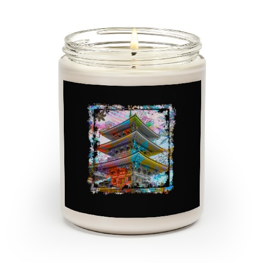 Japan Pagoda Cherry Blossoms Collage Art 70 Scented Candles