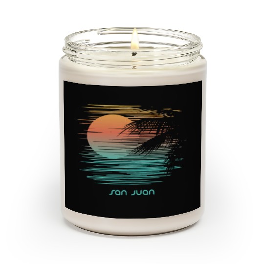Artistic San Juan Puerto Rico Palm Tree Vacation Scented Candles
