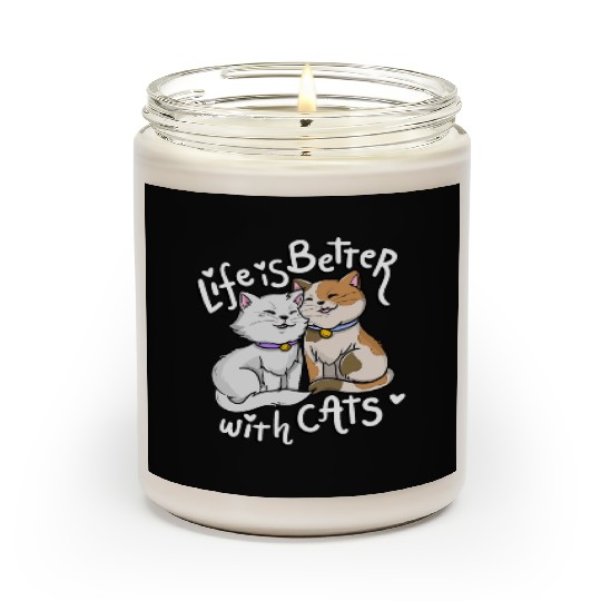Valentine's Cat Lover Life Is Better With Cats mot Scented Candles