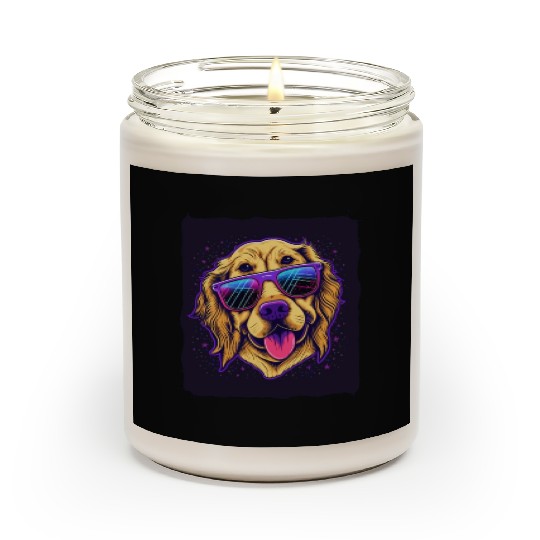 Golden Retriever Dog with Sunglasses Scented Candles