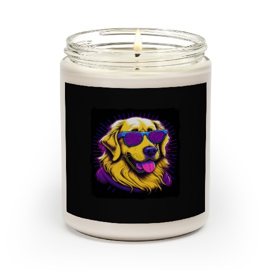 Golden Retriever Dog with Sunglasses Scented Candles