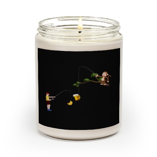 Funny Monkey Fishing Banana - Orangutan Monkey Ban Scented Candles