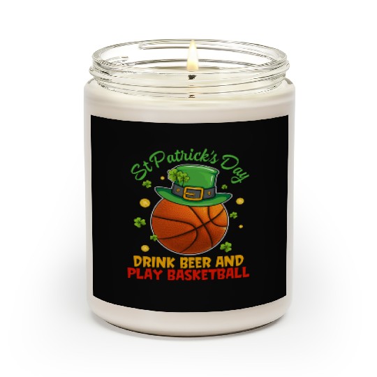 Baseball St Patrick Drink Beer And Play Basketball Scented Candles