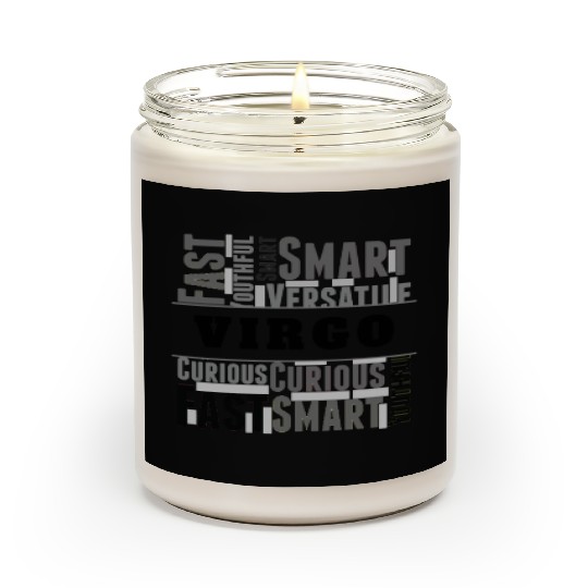 Virgo Zodiac Star Sign Word Cloud Square Monochrom Scented Candles