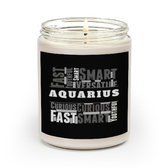 Aquarius Zodiac Star Sign Word Cloud Square Monoch Scented Candles