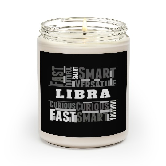 Libra Zodiac Star Sign Word Cloud Square Monochrom Scented Candles