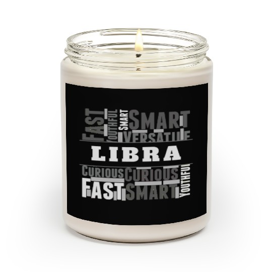 Libra Zodiac Star Sign Word Cloud Square Monochrom Scented Candles