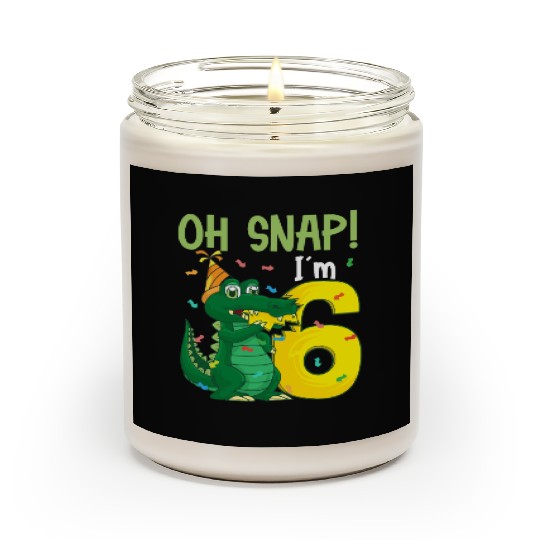 Oh Snap I'm 6 Crocodile 6th Birthday Alligator Scented Candles