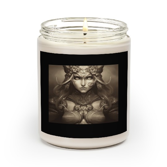 Warrior princess wearing gothic plate dark fantasy Scented Candles