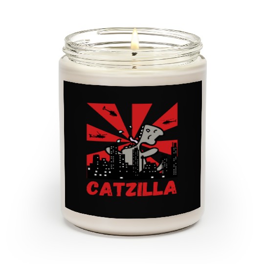 Catzilla funny cat Japanese Sunset Scented Candles