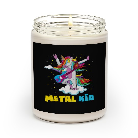 Guitar Unicorn Rainbow Metal Kid Music Rock Sign Scented Candles