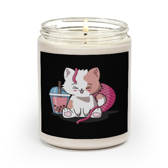 Chibi Boba Tea Cat Scented Candles