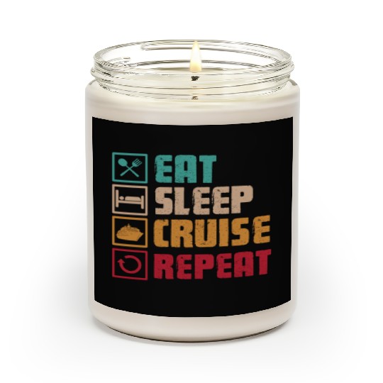Eat Sleep Cruise Repeat Retro Scented Candles