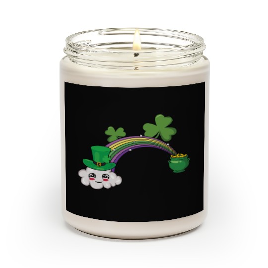 Cute Kawaii Cloud Rainbow Happy Saint Patricks Scented Candles