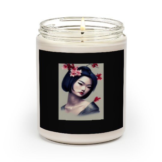 Geisha face japanese woman Japan wallart digital Scented Candles