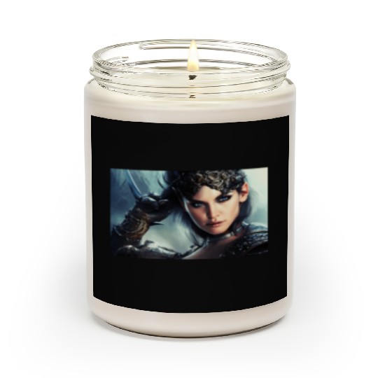 Warrior princess wearing gothic plate fantasy art Scented Candles