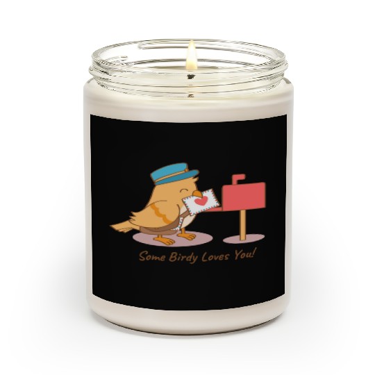 Cute Bird Postman Some Birdy Loves You Pun Scented Candles