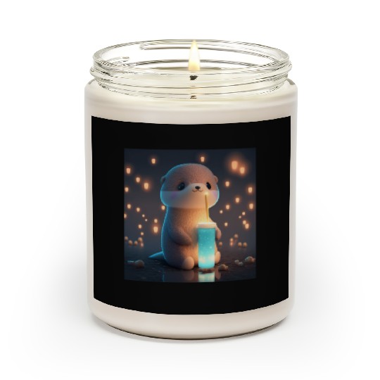 Kawaii Otter Pet Otter Drinking Boba Tea Scented Candles