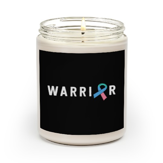 Thyroid Cancer Warrior Men Pink Blue Teal Ribbon Scented Candles