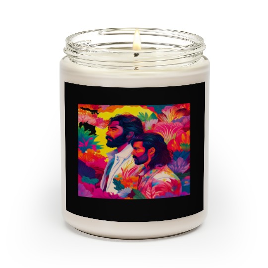 Two men standing in colorful psychedelic nature Scented Candles