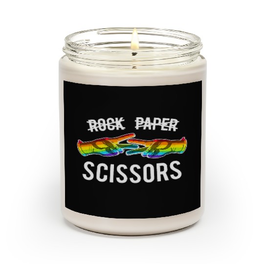 Rock Paper Scissors Lesbian Pride Rainbow LGBT Scented Candles