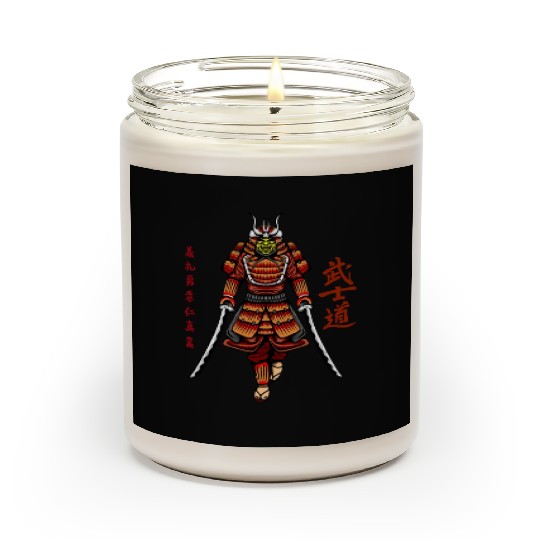 Japanese samurai warrior dark red mask Scented Candles