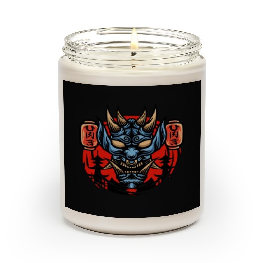 Bushido kabuki samurai japan graphic devil mask Scented Candles