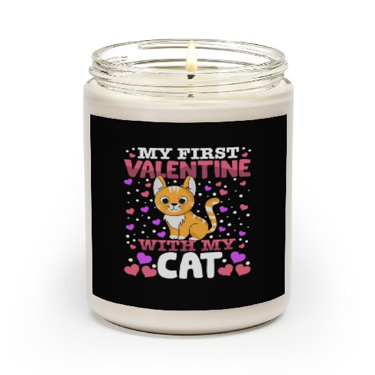 My First Valentine With My Cat Animal Heart Couple Scented Candles