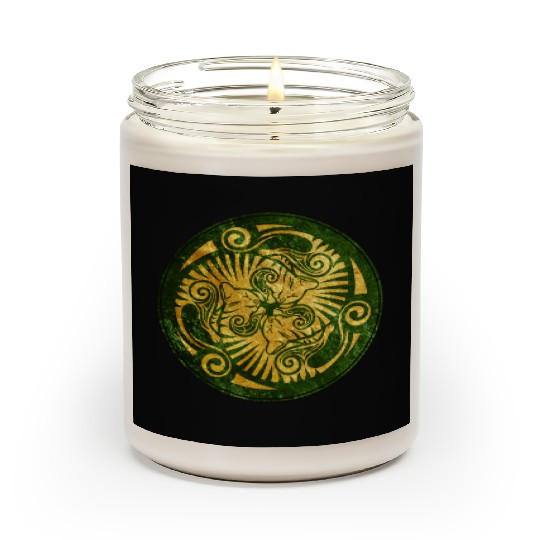 Sleeping kittens, gold on green Scented Candles