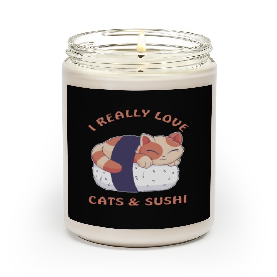 I love cats and sushi Scented Candles