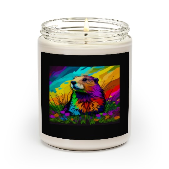 multicolor groundhog.groundhog day ,groundhog gift Scented Candles