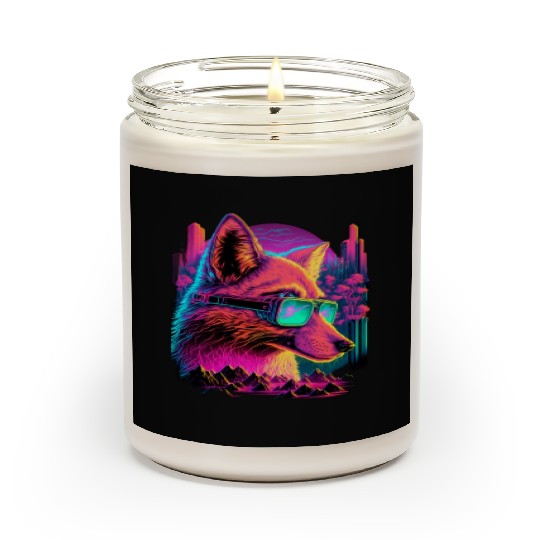Retro Futuristic Synthwave Fox Scented Candles
