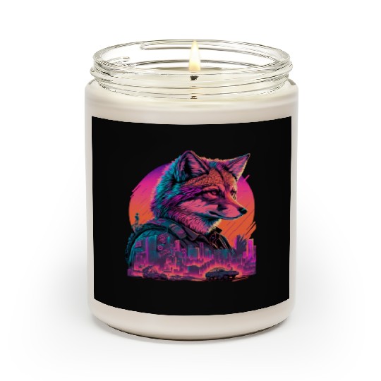 Retro Futuristic Synthwave Fox Scented Candles