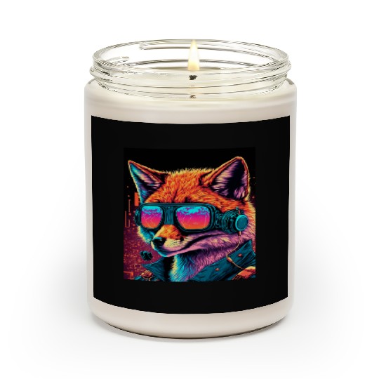 Retro Futuristic Synthwave Fox Scented Candles
