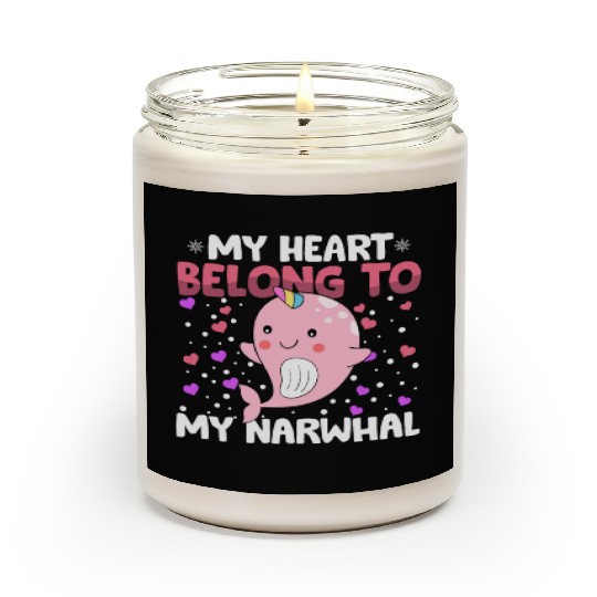 Valentines Day My Heart Belong to My Narwhal Boys Scented Candles