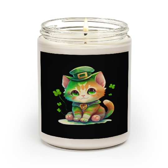 St Patrick's Day Irish Funny Cat Saint Patrick Scented Candles