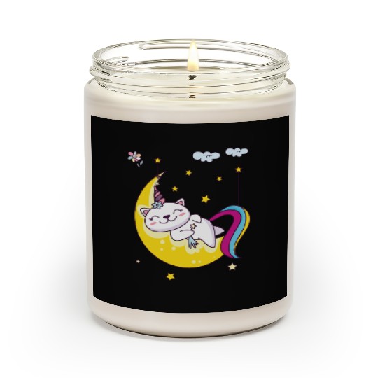 Unicorn pony cat on the moon, magic sleeping time Scented Candles