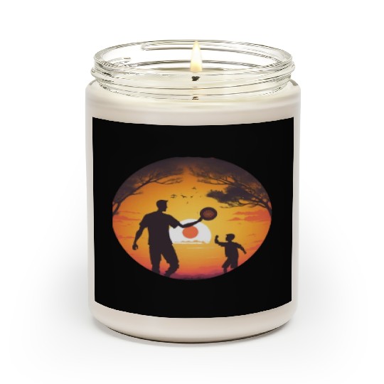 Ultimate Frisbee Fans Father and Son Playing Scented Candles