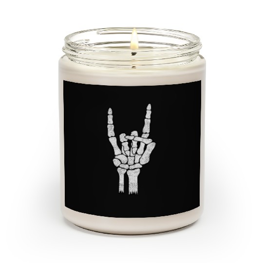 Skeleton Hand Rock Metal Sign Scented Candles