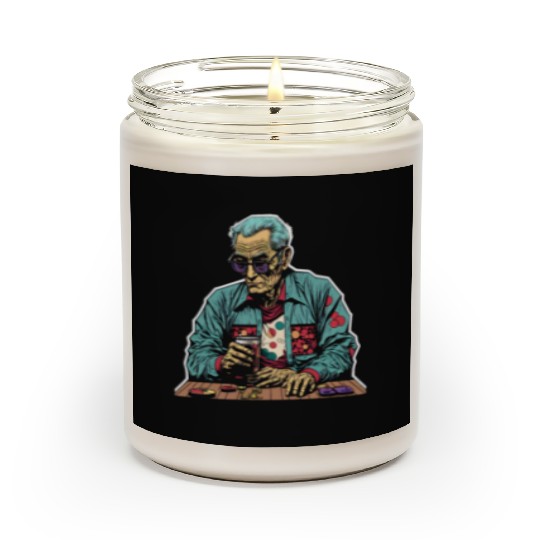 Cool Poker Fans Retro Comic Style Poker Player Scented Candles