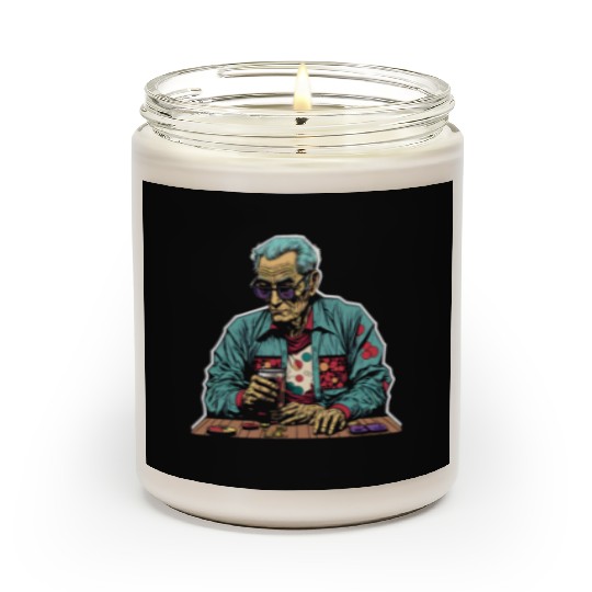 Cool Poker Fans Retro Comic Style Poker Player Scented Candles